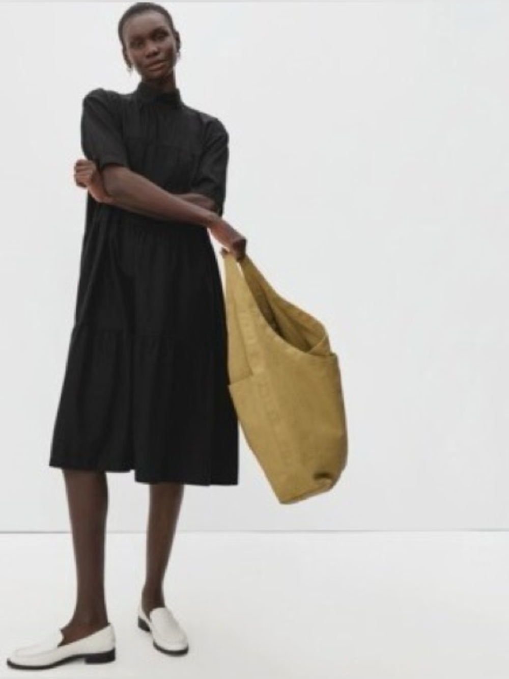 Everlane black The Teired Mockneck dress